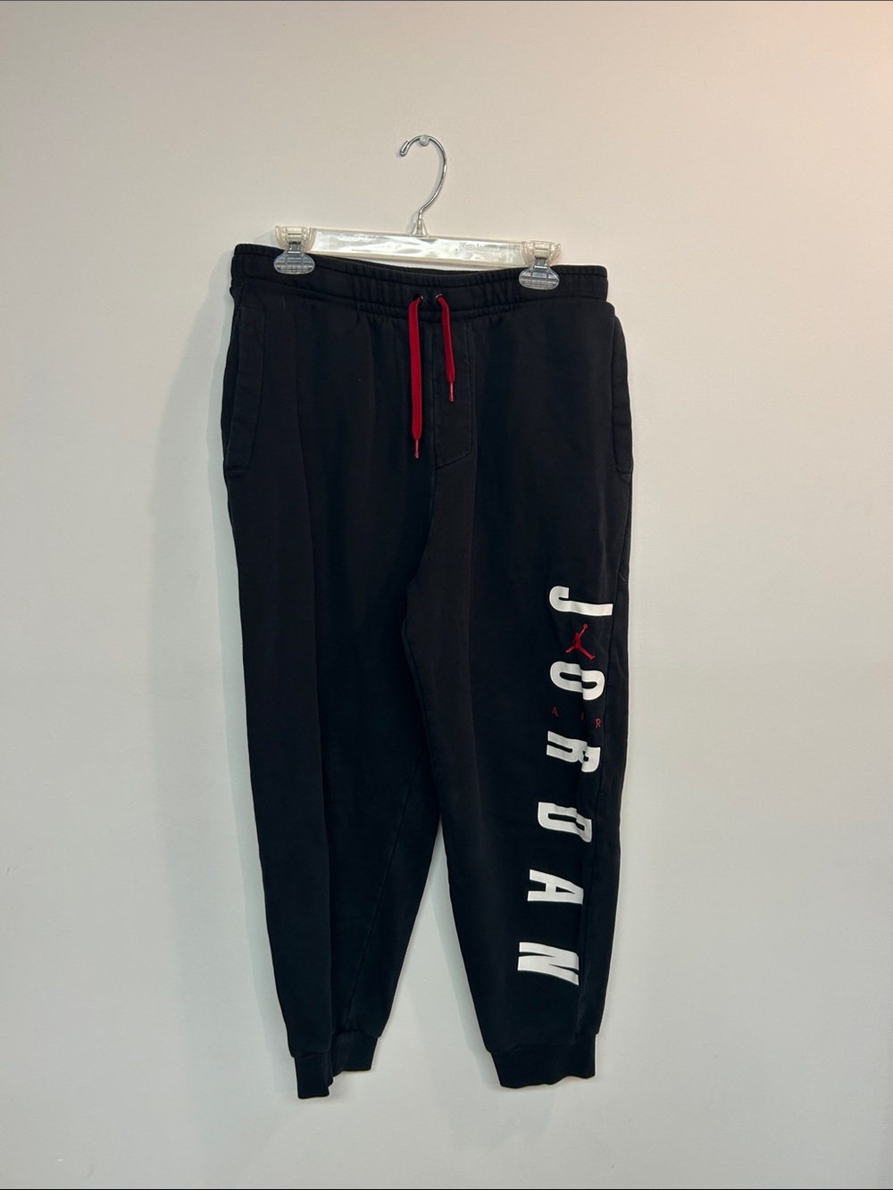Jordan Black Joggers with Red Drawcord and White Side Logo
